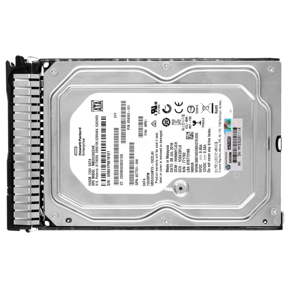 658103-001 HP HDD 500GB 7.2K SATA 6G MDL 3.5 LFF HOT-SWAP